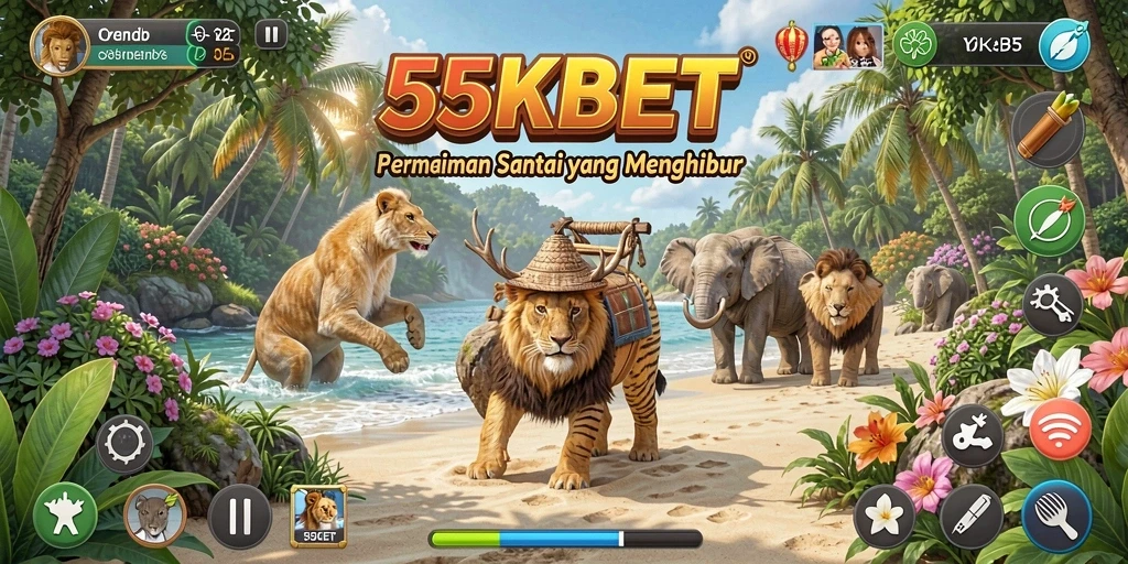Tampilan gameplay seru dan penuh warna dalam 55KBET.