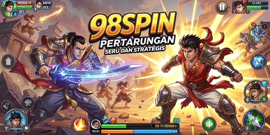 Tangkapan layar dari gameplay 98SPIN menunjukkan aksi pertarungan yang dinamis.