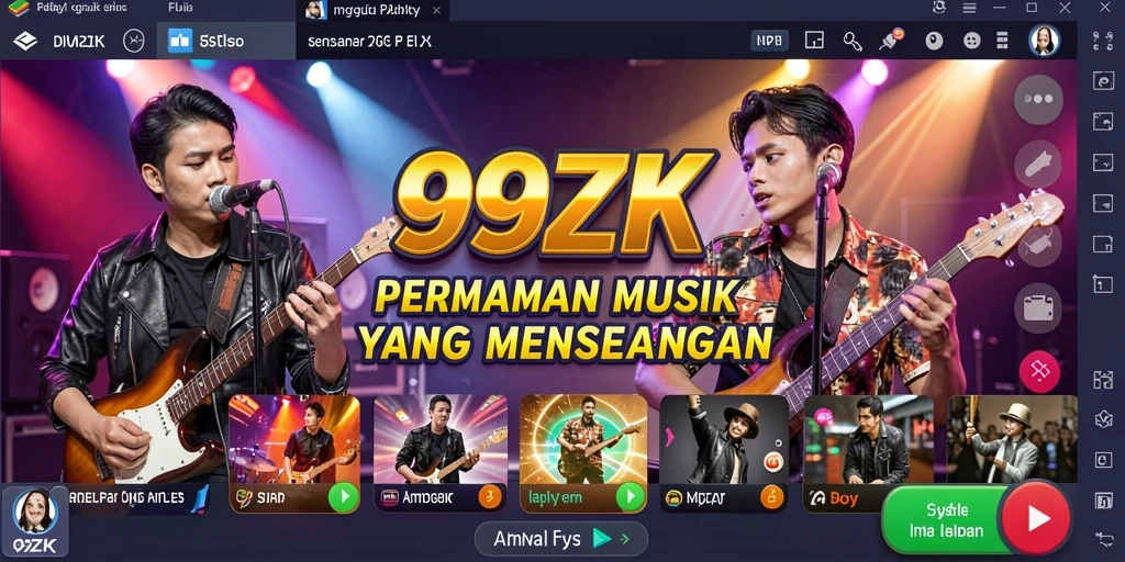 Tampilan permainan <strong>99ZK</strong> saat memainkan lagu-lagu musik.