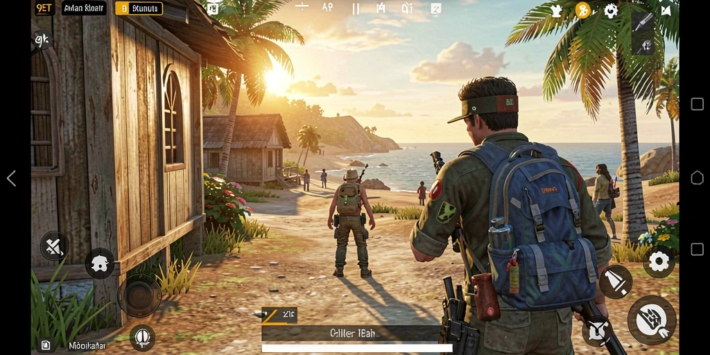 Screenshot gameplay 9ET menunjukkan kebebasan eksplorasi di dunia terbuka.