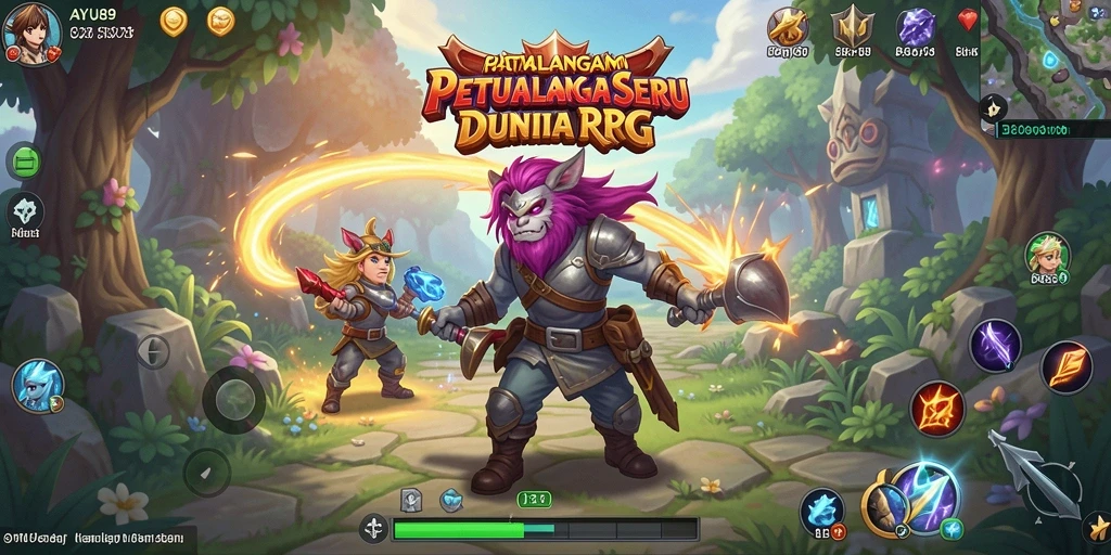 Screenshot gameplay AYU89 menampilkan pertarungan epik dan karakter menarik.
