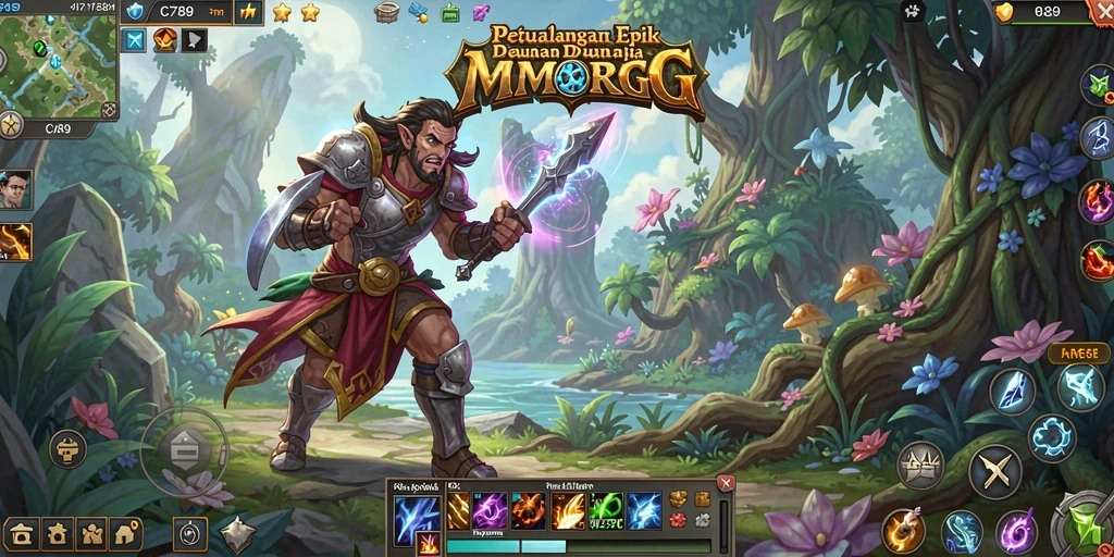 Screenshot gameplay C789 menampilkan pertarungan seru di dunia MMORPG.