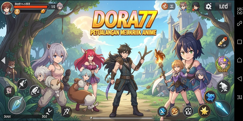 Screenshot utama DORA77 menampilkan aksi karakter utama dalam pertempuran epik.