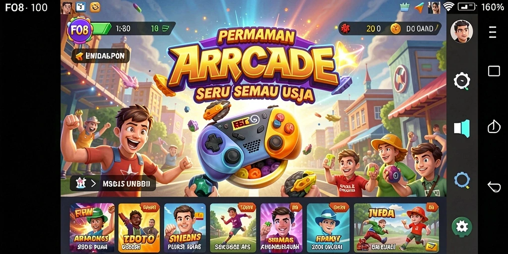 Tangkapan layar FO8 menampilkan gameplay arcade yang mengasyikkan.