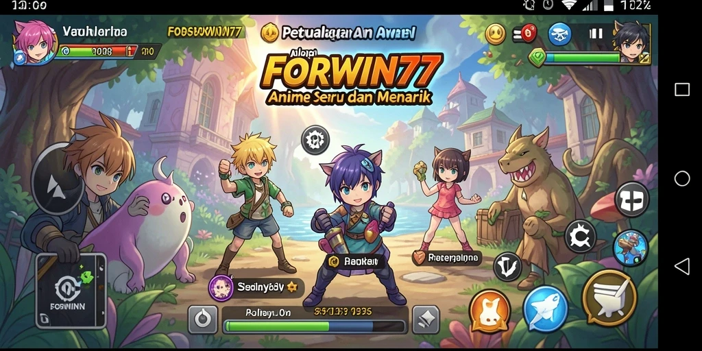 Tangkapan layar gameplay <strong>FORWIN77</strong> menunjukkan pertarungan karakter anime yang menarik.