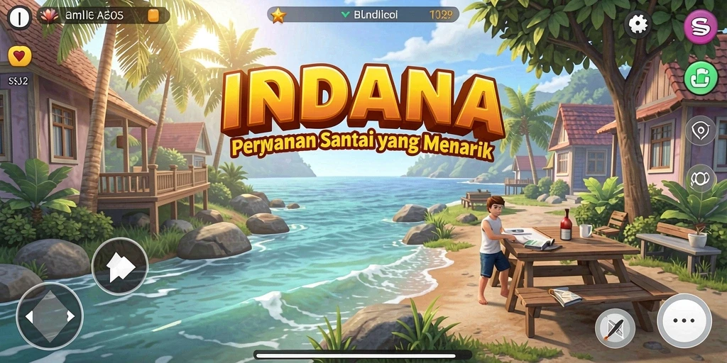 Screenshot gameplay INDAAA menampilkan suasana permainan yang ceria.