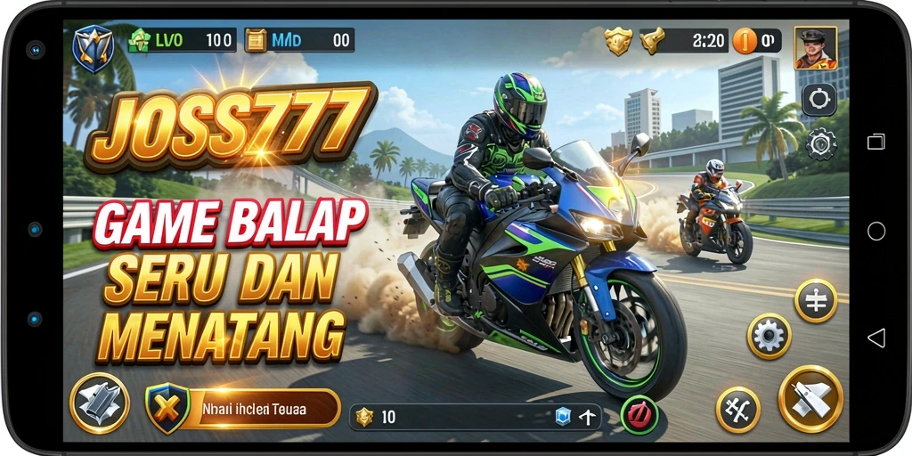 Screenshot gameplay JOSS777 dengan aksi balap motor yang seru.
