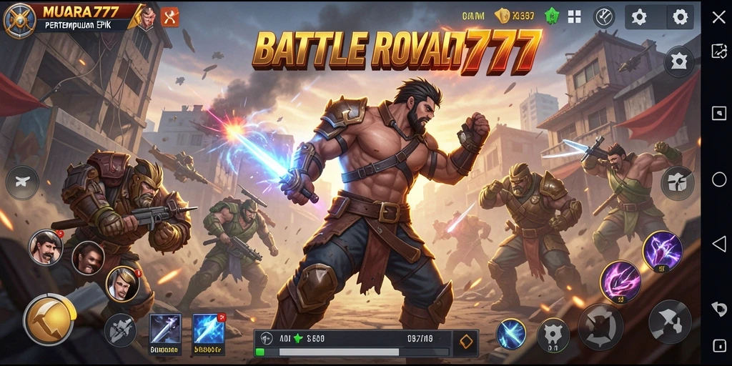 Tampilan pertarungan seru dalam permainan Battle Royale.