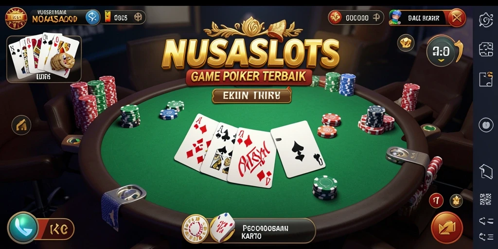 Tampilan gameplay seru di NUSASLOTS dengan suasana Poker yang menegangkan.