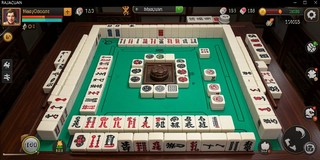 Tangkapan layar gameplay RAJACUAN dengan grafik menarik Mahjong.