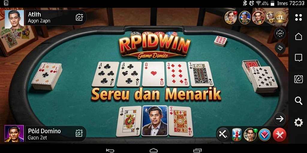 Screenshot gameplay RPIDWIN menampilkan aksi seru permainan Domino.