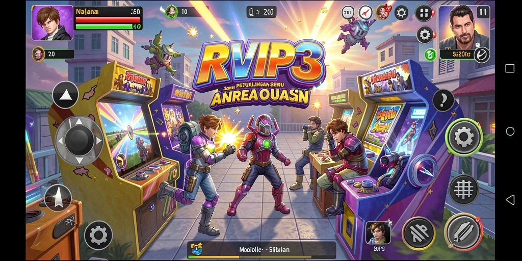 Screenshot gameplay RVIP3 menampilkan aksi seru dalam permainan Arcade.