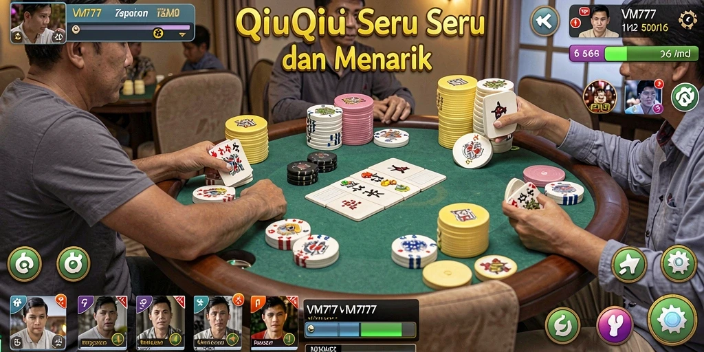 Screenshot gameplay VM777 menampilkan momen seru bermain QiuQiu.