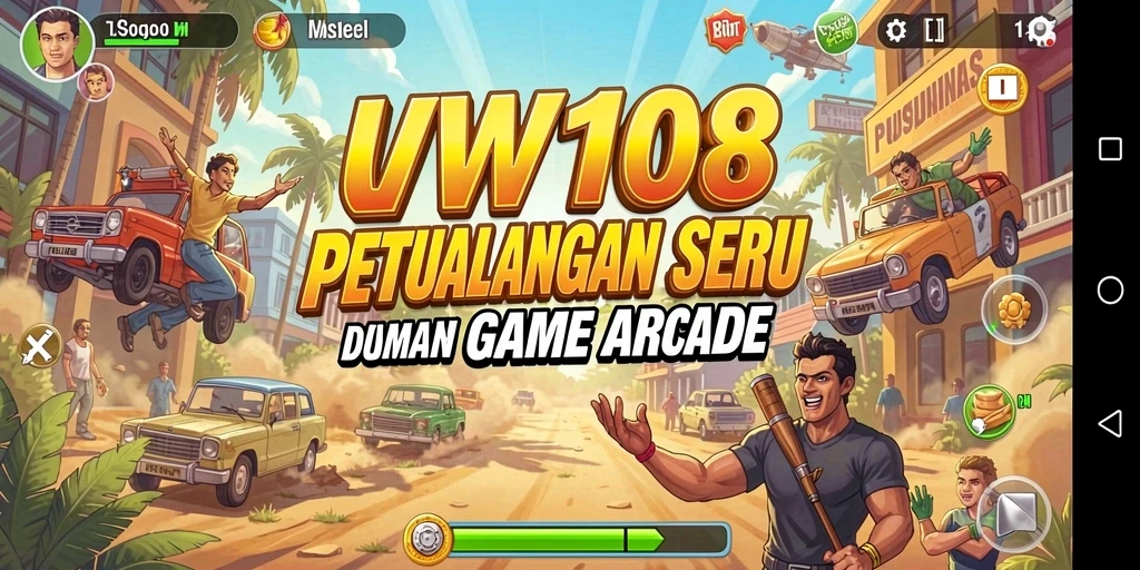 Screenshot VW108 menunjukkan momen seru dalam gameplay arcade.