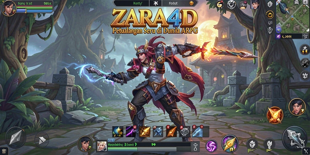 Screenshot menunjukkan pertempuran seru dalam game ARPG ZARA4D.
